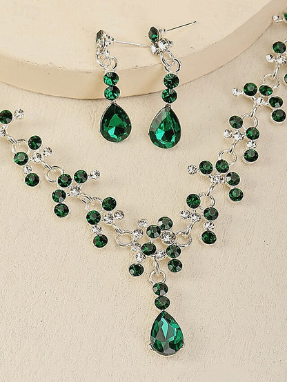 Necklace Set Gold-Plated Tiara and – Sparkling Crown Diamond