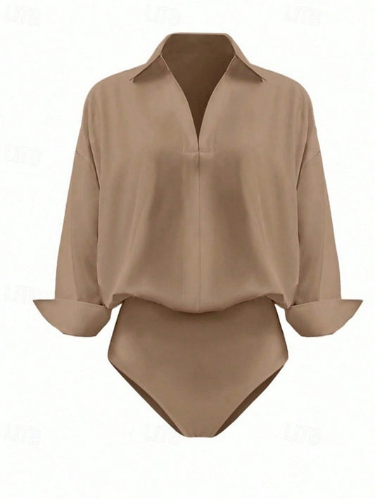Women's Shirt Blouse Plain Stylish Basic Casual Long Sleeve