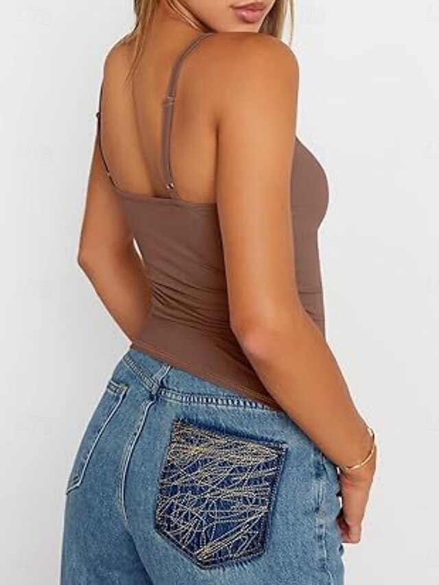 Women's Tank Top Sleeveless Shirt Tee Top Solid Color