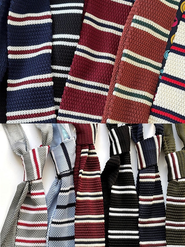 Stylish Christmas Men's Woven - Tie Knit Neck Stripe