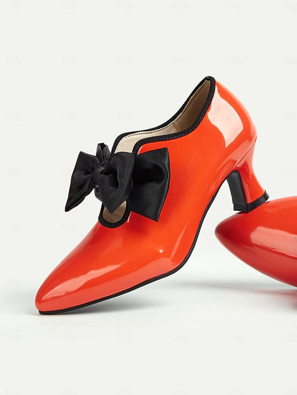 Shoes – Red Vintage 1920s Heel Women's Leather Patent Low