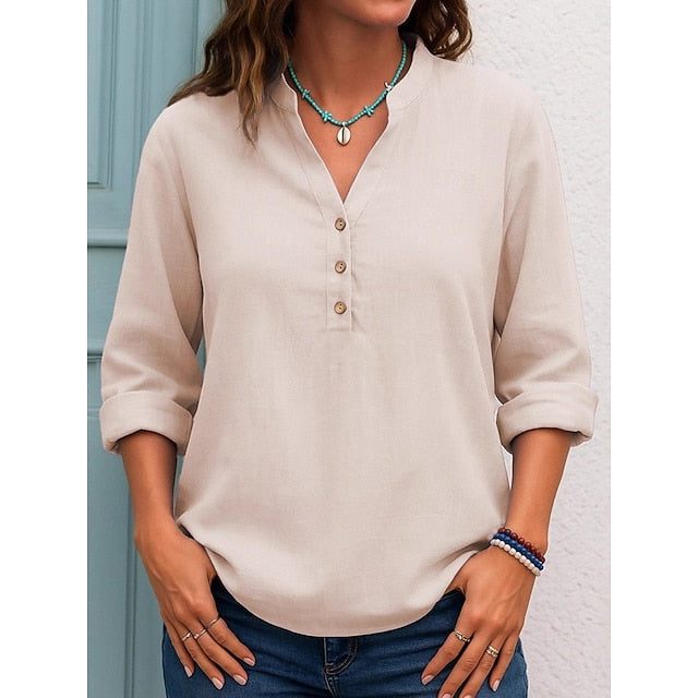 Women's Blouse Buttons Solid Color Daily Stylish Casual