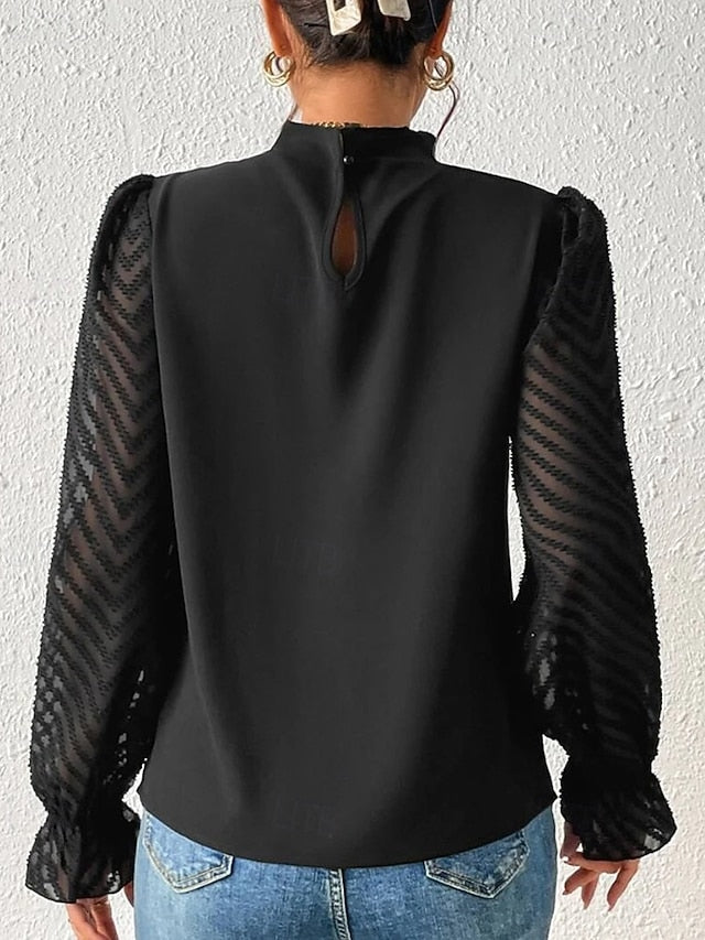 Women's Shirt Blouse Patchwork Plain Modern Casual Long