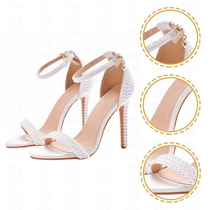 High Elegant Heel Women's Shoes Pearl-Embellished Wedding