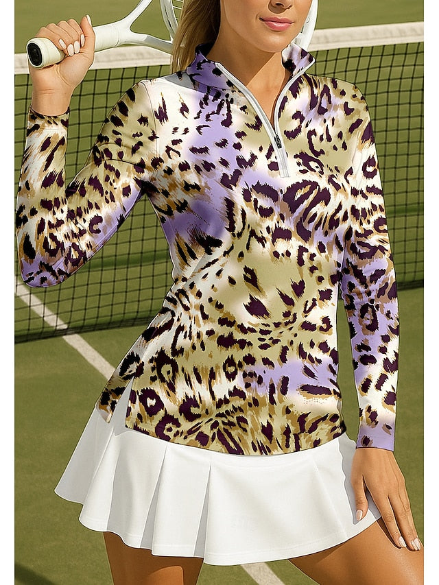 Women's Leopard Sport Shirt Golf Polo Shirt Tennis Shirt
