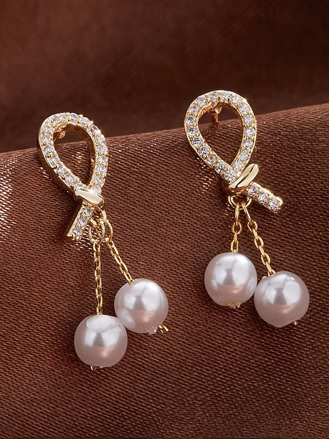 imitation with pearl Women's teardrop earrings rhinestone