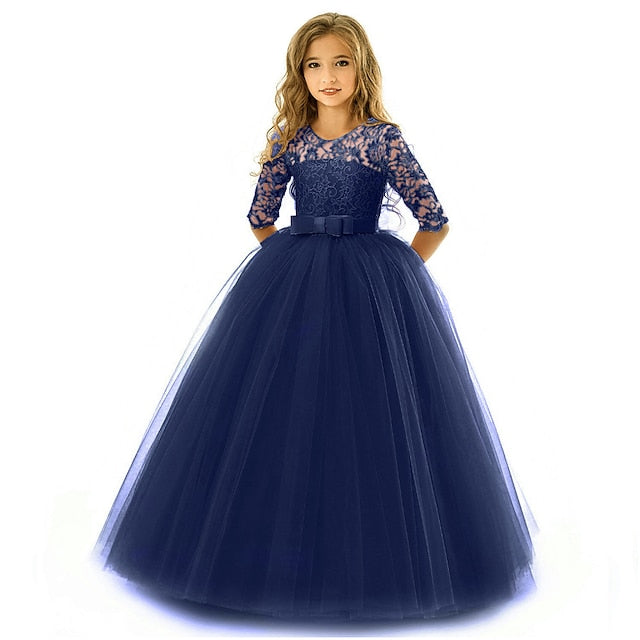 Girls' Sleeve Wedding Girl Dress Flower Half Kids