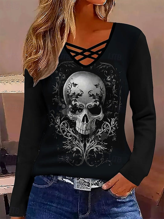 Women's T Shirt Skulls Graphic Vintage Stylish Classic Long