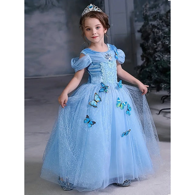 Costume Girl Tulle Elsa Frozen Party Theme Flower Dress Princess