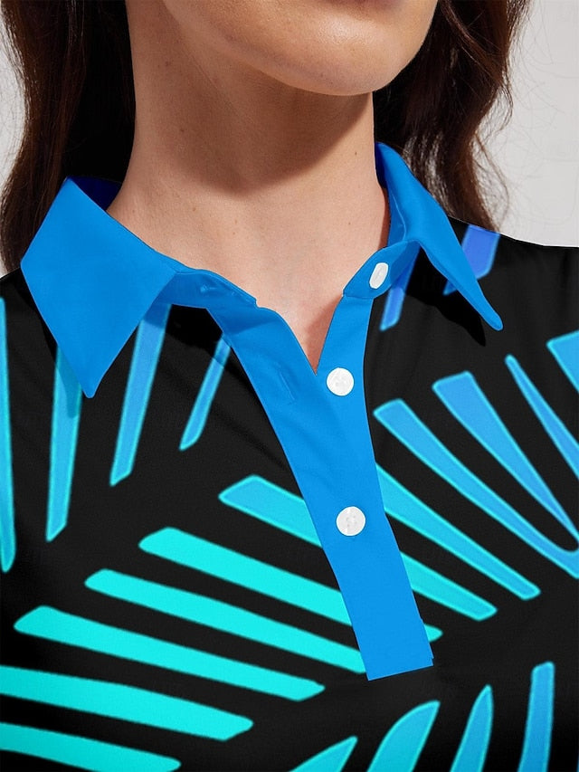 Women's Golf Polo Shirt Blue Sleeveless Top Ladies Golf