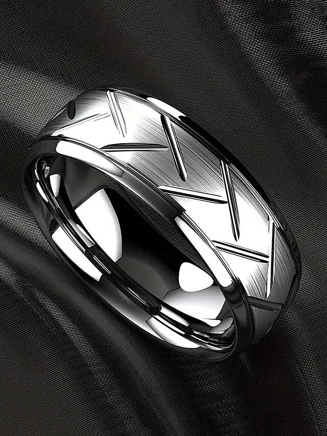 Stainless – Pattern Rings Modern Steel Men's Geometric