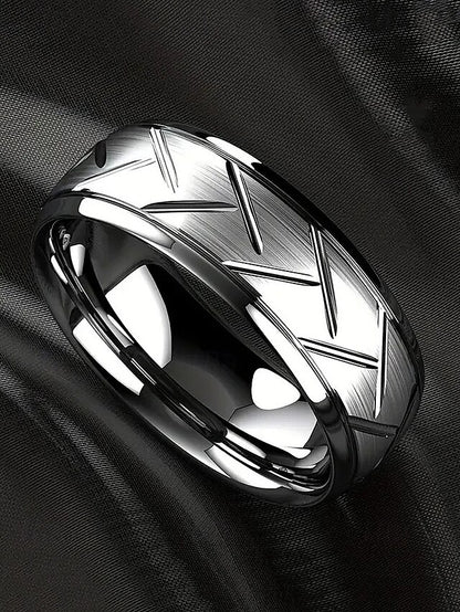 Stainless – Pattern Rings Modern Steel Men's Geometric