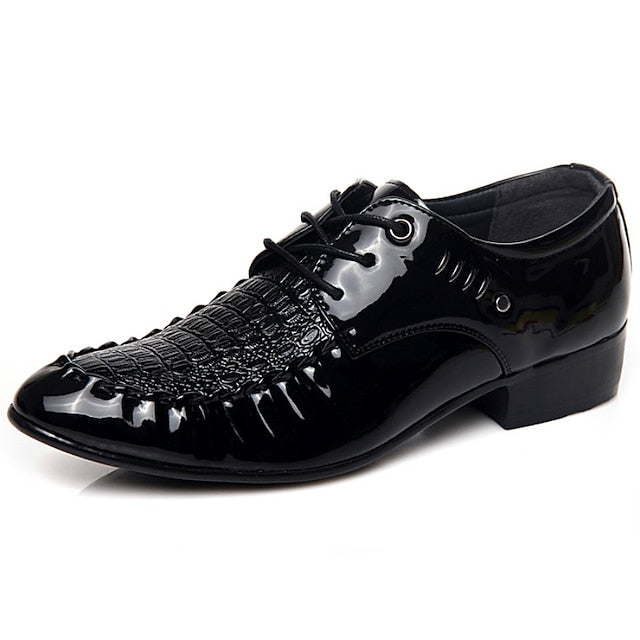 Shoes Faux Crocodile - Patent Black Leather Men's