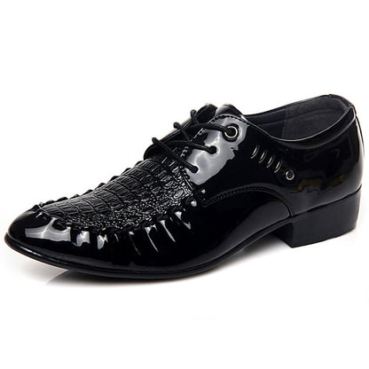 Shoes Faux Crocodile - Patent Black Leather Men's