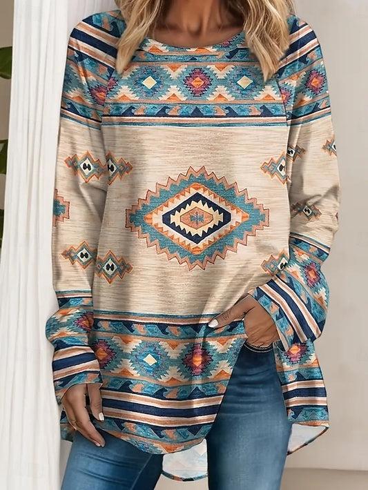 Women's T Shirt Print Graphic Tribal Vintage Stylish
