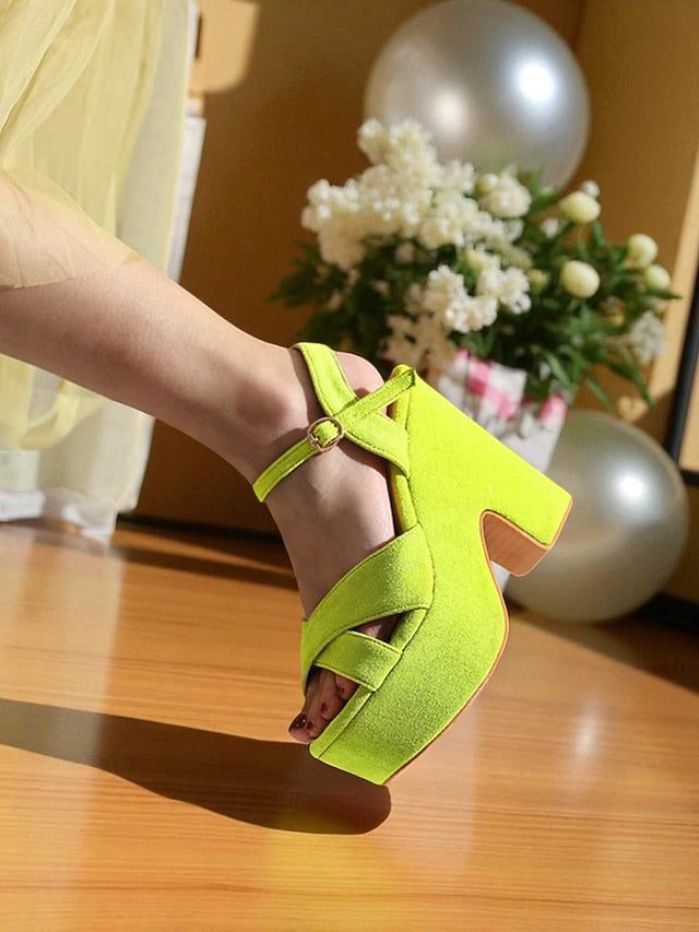 Platform Women's with Strap - Ankle Pink Suede Sandals Hot