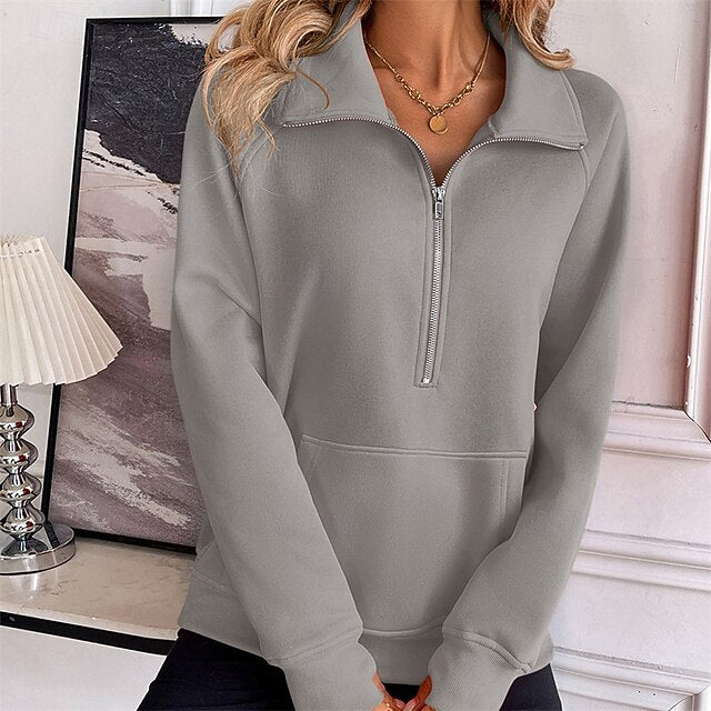 Sleeve Athleisure Sweatshirt Pocket Spring Women's Long Top