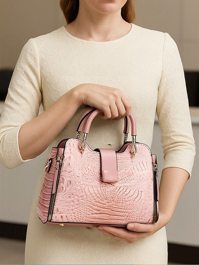 Women's Croc-Embossed Top-Handle Satchel – Structured
