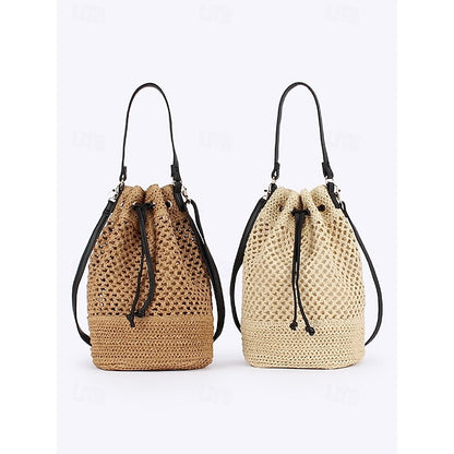 Bag - with Tote Women’s Summer Woven Drawstring Stylish Bucket