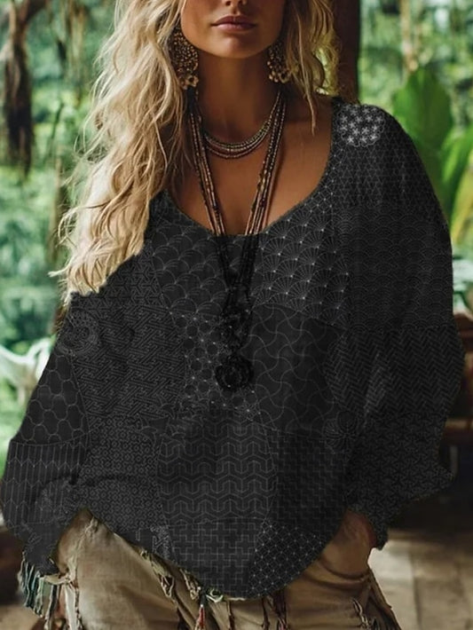 Women's Boho Shirt Blouse Print Floral Vintage Daily Casual