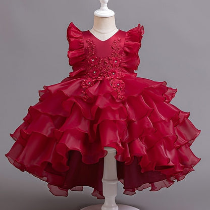 Dress Floral Kids Girls' Asymmetrical Party