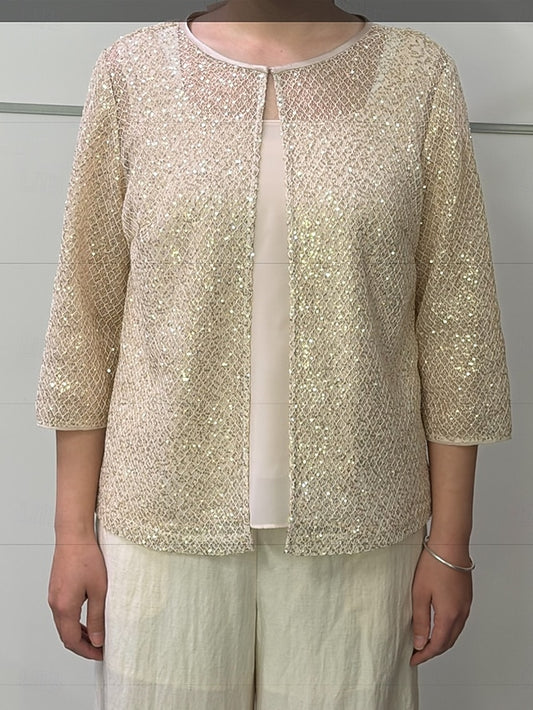 Women's Shirt Tank Top Twinset Lace Sequins Mesh Chiffon