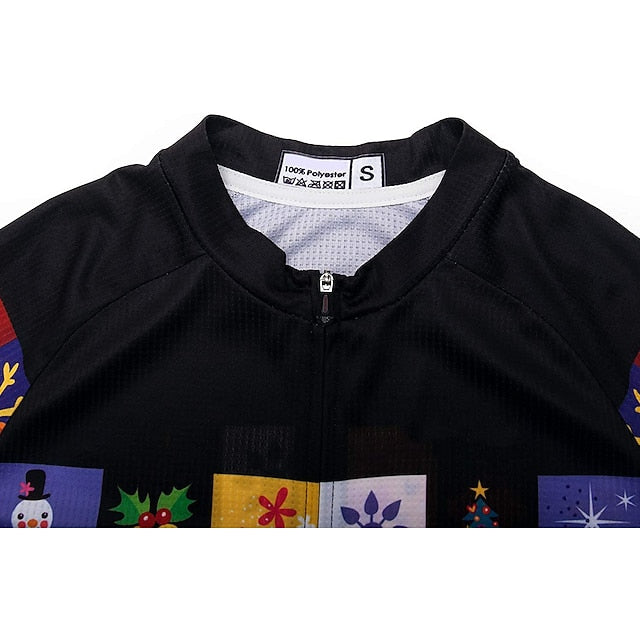 Women's Cycling Jersey Santa Claus Patterned Funny Long