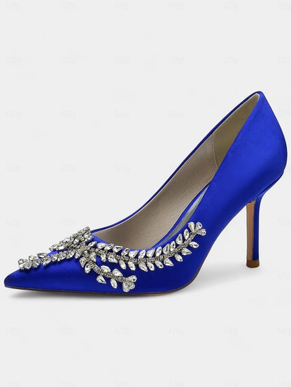 Women's Heels Rhinestone-Embellished Stiletto Satin –