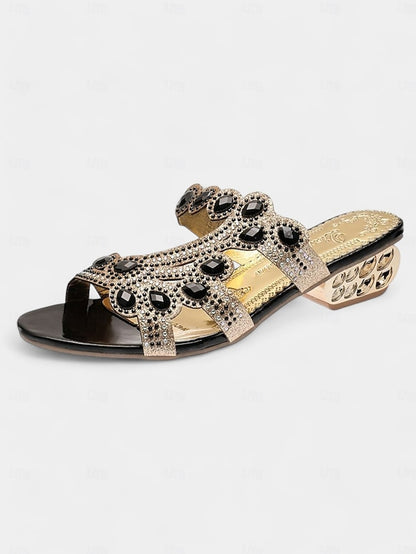 Blue Crystal Embellishments – and Open-Toe with Sandals Gold