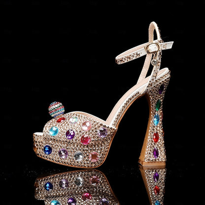 Sandals Women's Rhinestone Sparkly – Colorful Platform
