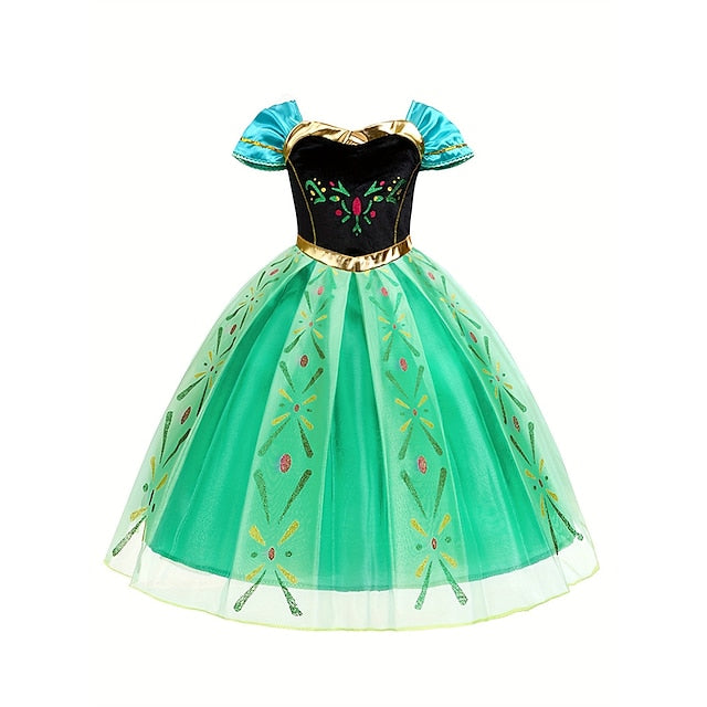 Theme Party Princess Fairytale Girl Frozen Anna Flower Dress