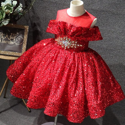 Girls' Sleeve Party Solid Kids Dress Color Short