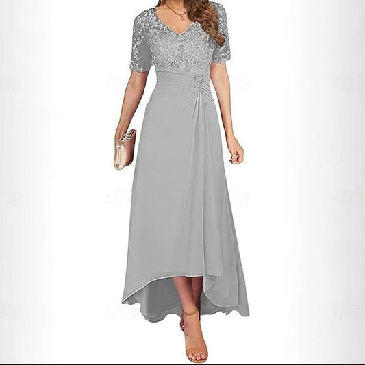 Bride Neck Dress Simple Mother Elegant V A-Line of the