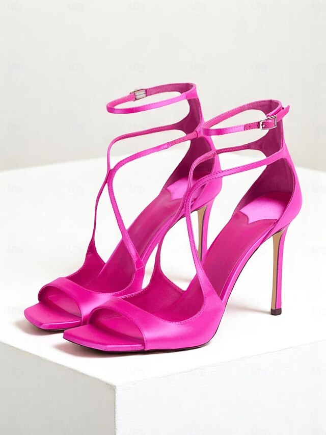 Crisscross Elegant Heels Satin Women's - Lavender Stiletto
