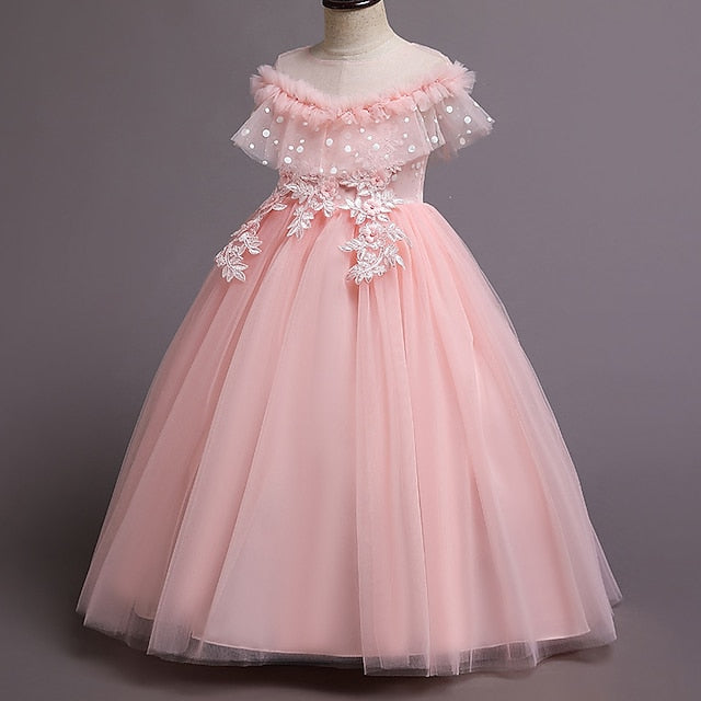 Girl Solid Party Kids Girls' Flower Dress Color