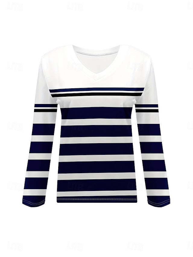 Women's T Shirt Graphic Geometric Striped Vintage Stylish