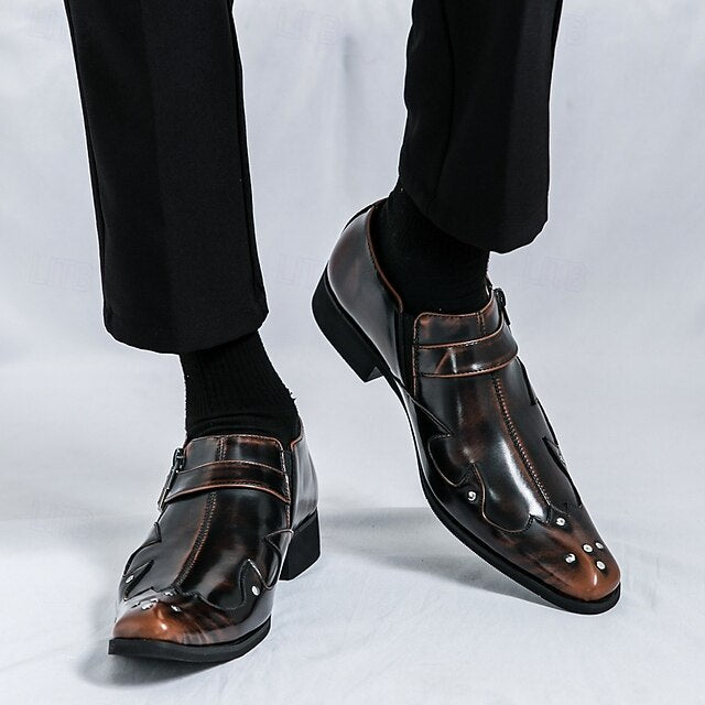 Strap Black Shoes Monk – Men's Leather Formal