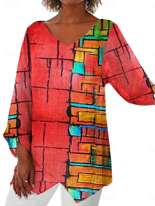 Women's Shirt Blouse Patchwork Graphic Abstract Fashion