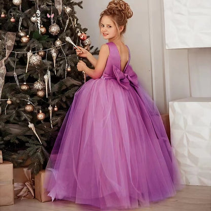 Girl Flower Party Girls' Dress Color Solid Kids