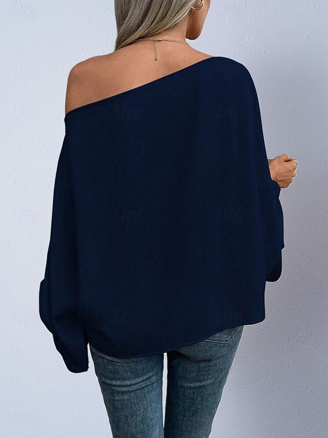 Women's Shirt Satin Shirt Blouse Off The Shoulder Tops