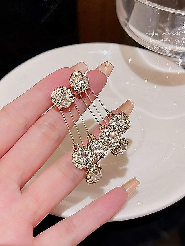 Sparkling Women for Dangle Earrings Elegant Crystal –