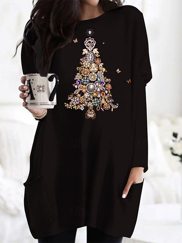 Women's Mini Dress Christmas Dress Print Dress Fashion