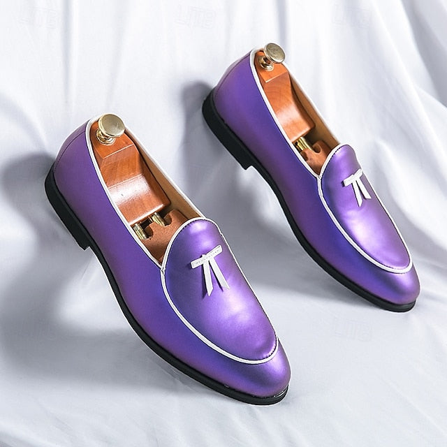 Patent Faux with Trim Loafers Yellow Men's Leather Black