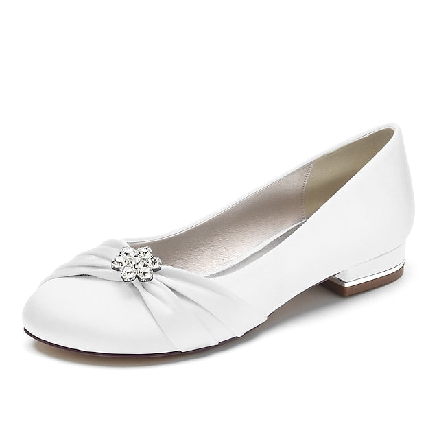 Wedding Women's with Light Flats Satin Rhinestone Blue