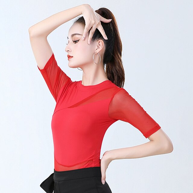 Latin Dance Activewear Top Pure Color Splicing Women's