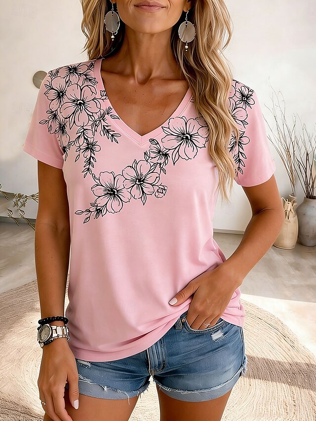 Women's T Shirt Print Floral Graphic Plants Bohemia Vintage