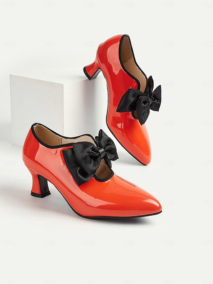 Shoes – Red Vintage 1920s Heel Women's Leather Patent Low