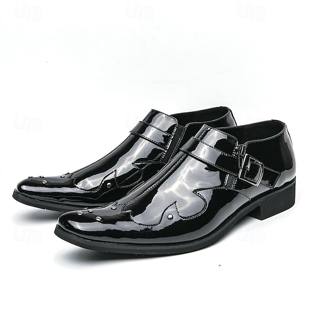 Strap Black Shoes Monk – Men's Leather Formal