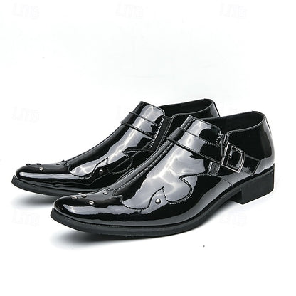 Strap Black Shoes Monk – Men's Leather Formal