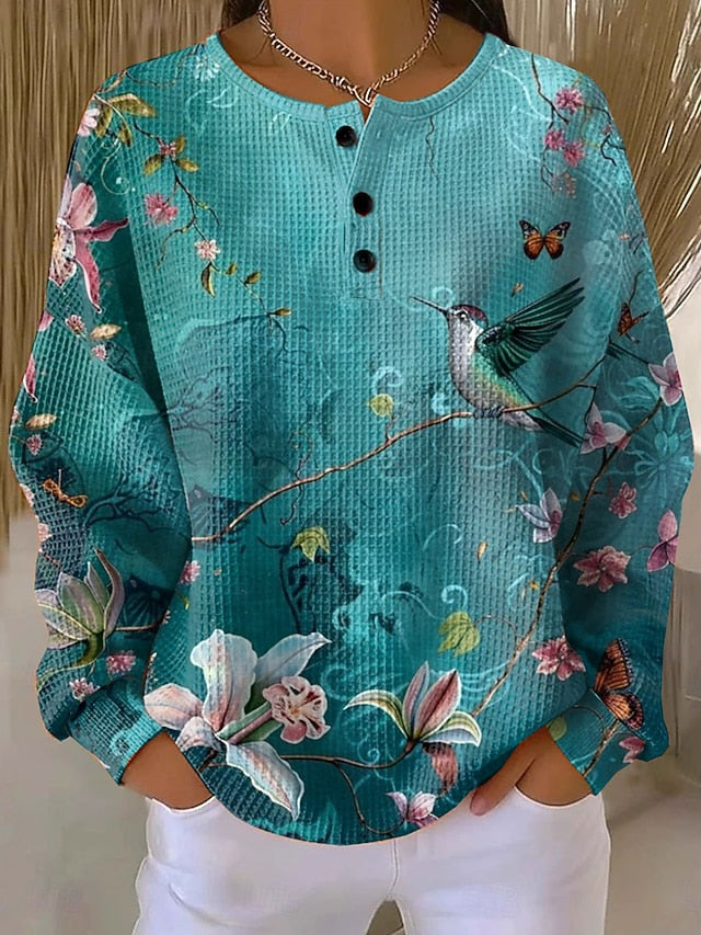 Women's Pullover Sweatshirt Floral Graphic Vintage Casual